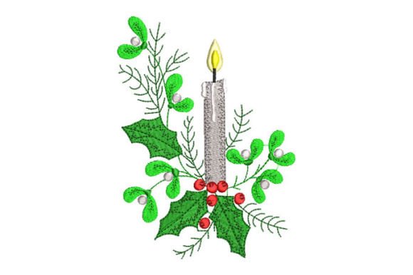 Christmas Candle with Green Leaves Embroidery Review