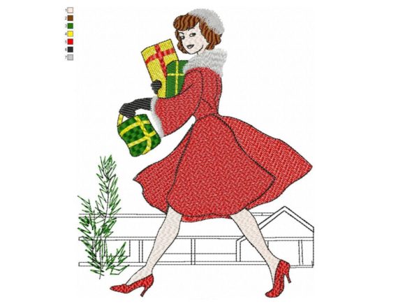 Christmas Shopping Lady Embroidery Review