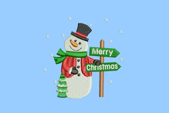 Snowman with Sign at Christmas Embroidery Review